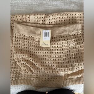 Elan Tan Perforated Knit Skirt - beach cover up